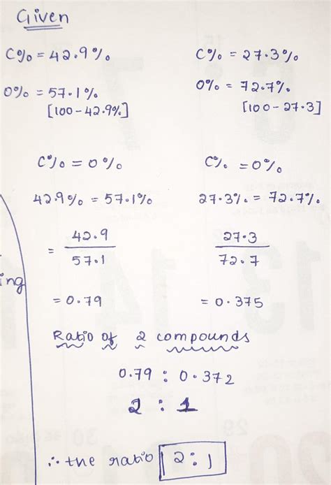 Carbon is find to form two oxides which contains 42.9% and 27.3% of ...