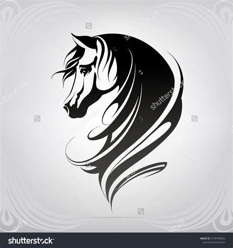 Vector Silhouette Horses Head Stock Vector (Royalty Free) 1076798525 | Shutterstock | Desenho da ... - silhouette of horse head