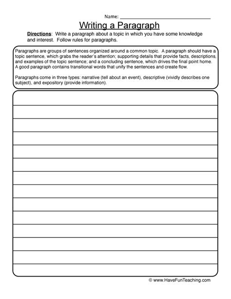 Image result for Paragraph Worksheets Printable
