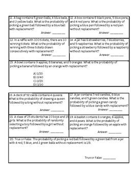 Image result for Compound Probability Worksheet for Beginners