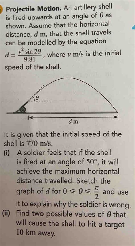 Solved: Projectile Motion. An artillery shell is fired upwards at an ...