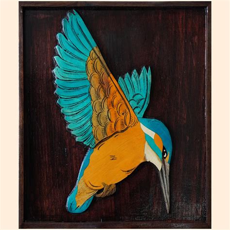 Kingfisher Wooden Inlay Artwork: Graceful Beauty – Culturati