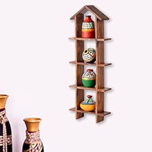 Buy ExclusiveLane 4 Terracotta Warli Handpainted Pots with Sheesham ...