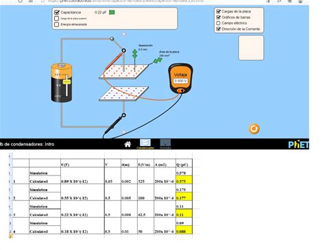 [Solved] USING https://phet.colorado.edu/es/simulation/capacitor-lab ...