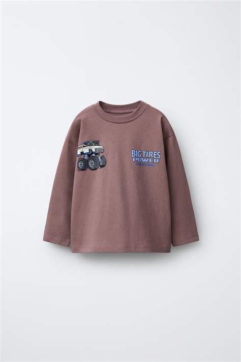 BIG TIRES MONSTERS WHEELS © PRINT T-SHIRT - Dark mauve | ZARA India