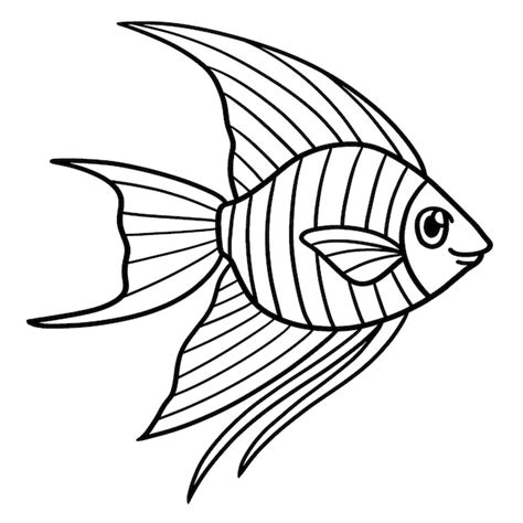 Geïsoleerde kleurplaat van Angelfish voor kinderen | Premium Vector