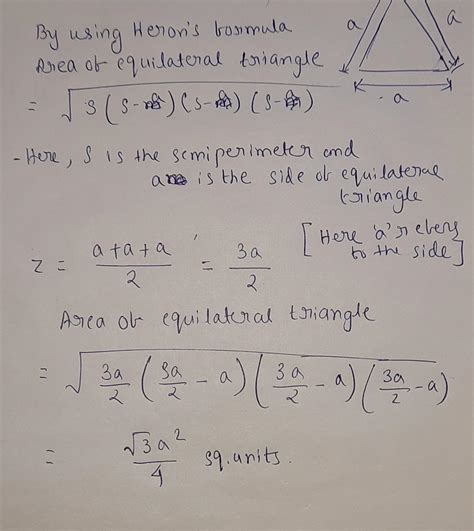 Using the heron’s formula, calculate the area of an equilateral ...