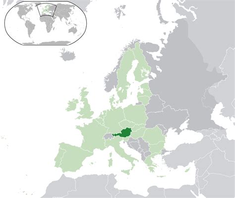 Location of the Austria in the World Map