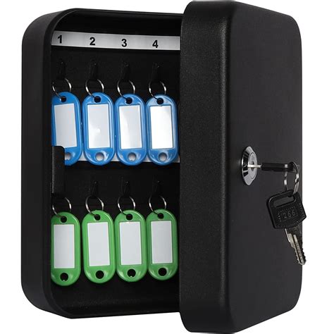 Jssmst Small Key Storage Lock Box, 20 Hooks Black Matt, Wall Mount Key ...