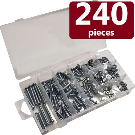 Blue Donuts Screw, Nut, Washer Bolt Set, Variety of Sizes, 240 Pieces ...