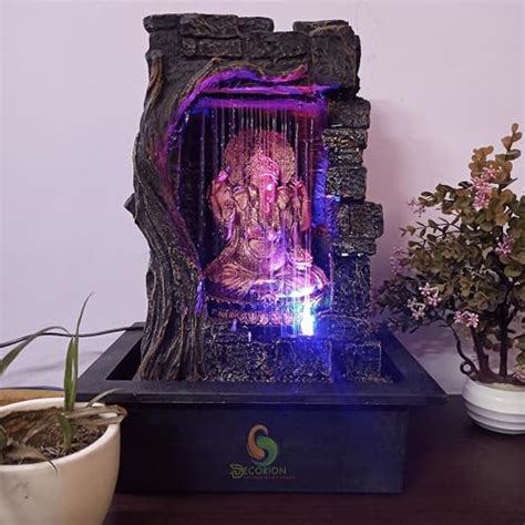 DECORION™ Ganesha Waterfall (Brown Stone) Decorative Table Top Water ...