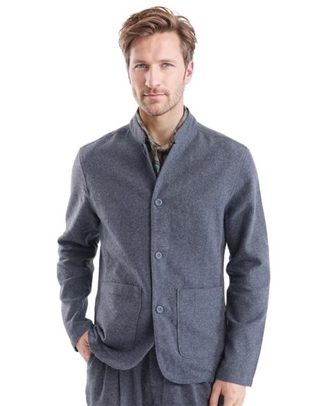 Buy Kolo - Navy Mandarin Collar Plain Shacket| Rare Rabbit