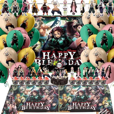 Buy Nelton Party Supplies For Demon Slayer Includes Backdrop - Cake ...