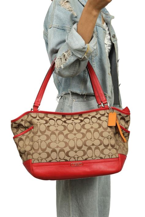 Coach Monogram Red Tote Bag