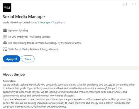 Image result for Example of a Job Posting