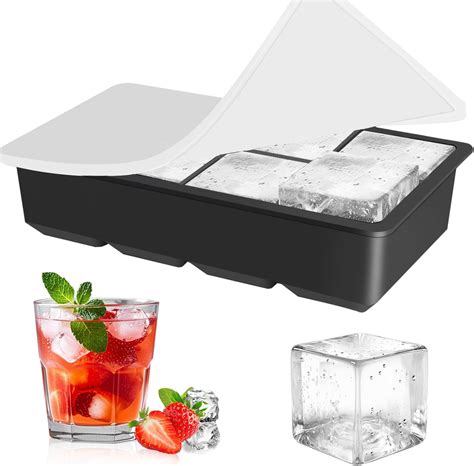 Amazon.com: Clear Ice Cube Tray for Whiskey: FDDBI 2Inch Clear Ice Cube ...