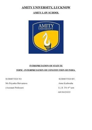 Interpretation of Statutes and Principles of Legislation - Chanakya ...