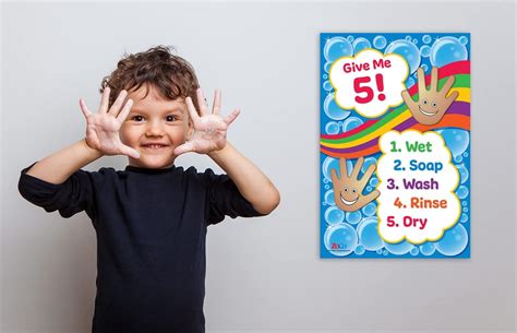 Buy Give Me 5 Handwashing Poster - Laminated, 12 x 18 inches - Wash ...