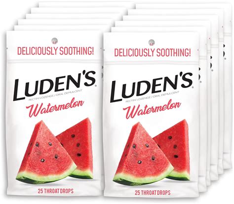 Amazon.com: Ludens Watermelon Throat Drops, Sore Throat Relief, 25 ...