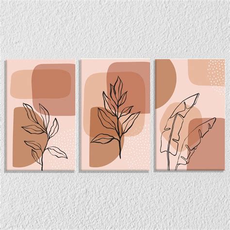 Leafy Aesthetic Abstract Art Set Of 3 – Myindianthings