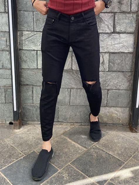 Knee Cut black Denim – Kings Studio