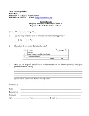 Fillable Online committee fmm org Feedback Form - Federation of ...