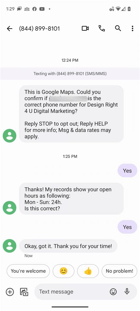 Image result for Google Text Message Example