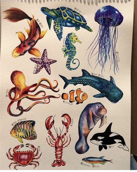 Watercolour sea life painting | Sea life painting, Sea animals drawings ...