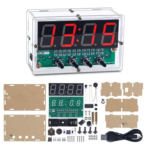 MiOYOOW 4-Digit Rechargeable DIY Digital Clock Kit, SMD SMT Electronics ...