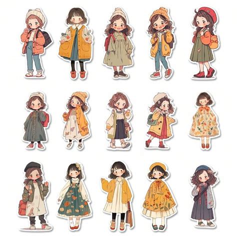 1packs Beautiful Autumn Dressing PVC Self Adhesive Stickers For ...