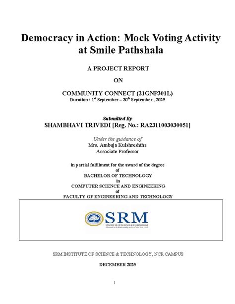 Community Connect Project Report: Mock Voting Activity (21GNP301L ...