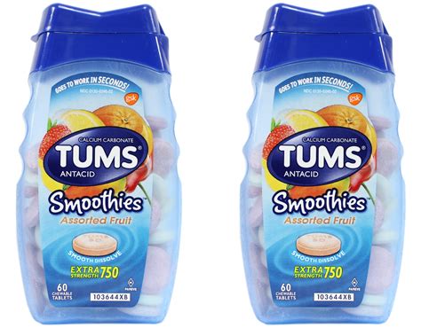 Buy 2 Pack - TUMS Smoothies Antacid/Calcium Supplement, Assorted Fruit ...