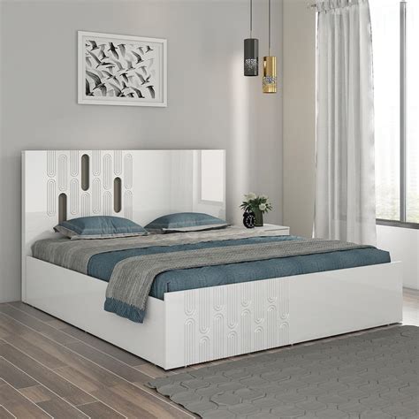 home By Nilkamal Agnes Queen Bed|Engineered Wood Build|Full Hydraulic ...