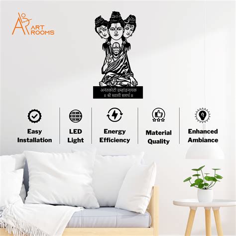 Swami Samarth Metal Wall Art With Light | LED Wall Décor – Artrooms.in