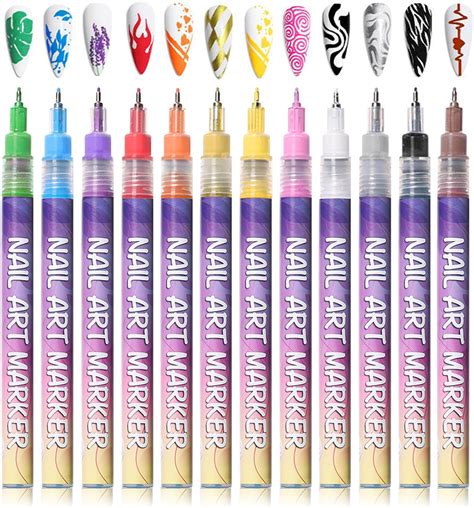 Amazon.com: IONSGAKO Nail Art Pens Set Fine Tips 3D Nail Polish Pens ...