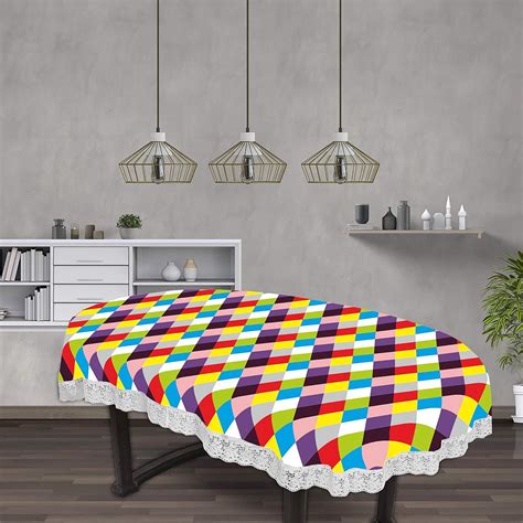 Buy Print Fab Dining Table Cover for Oval Shape PVC Table Covers ...