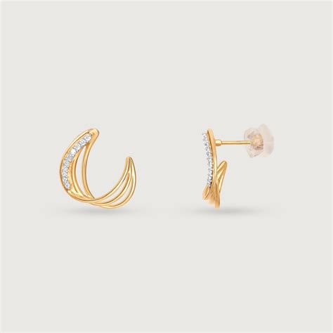 Flowing Rivulet 14 Kt Gold & Diamond Stud Earrings