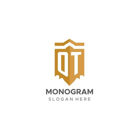 Monogram OT logo with shield geometric shape, elegant luxury initial ...