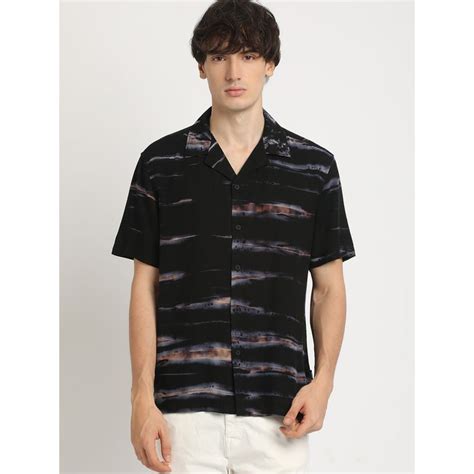 Buy THE BEAR HOUSE Men Black Printed Regular Fit Casual Shirt Online