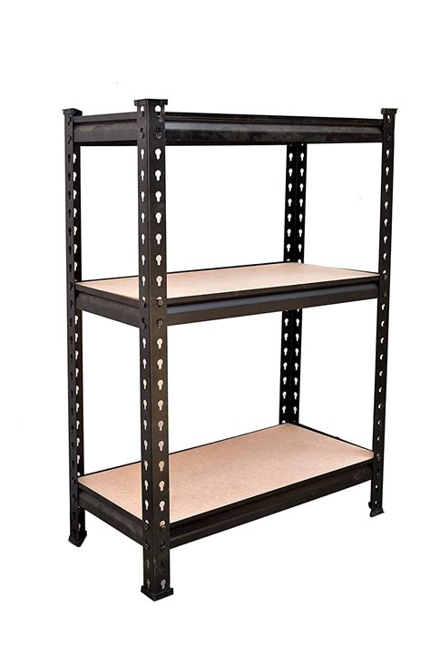 Black 30 * 24 * 12 Inches 3 Shelves Adjustable Shelf Steel Storage Rack ...