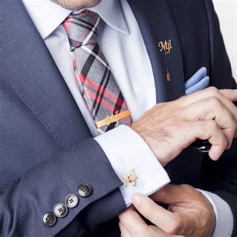Personalized Men's Combo Accessory Set, Cufflinks, Lapel Pin, Tie Bar ...