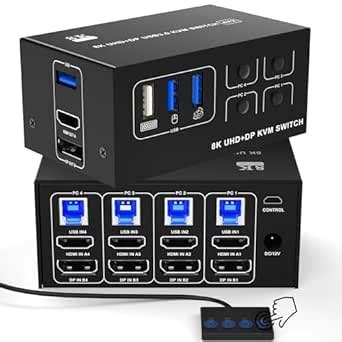 KVM Switch 4 PC 2 Monitors HDMI + DP Port - KVM Switches for 4 PC 2 ...