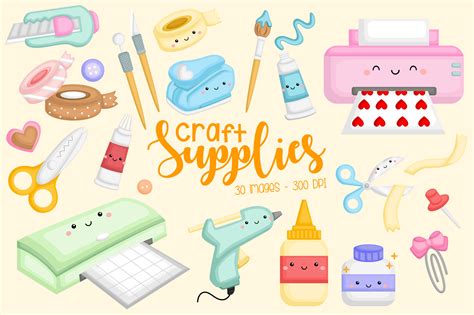 Craft Supplies Clipart - Hobby Clip Art Graphic by Inkley Studio ...
