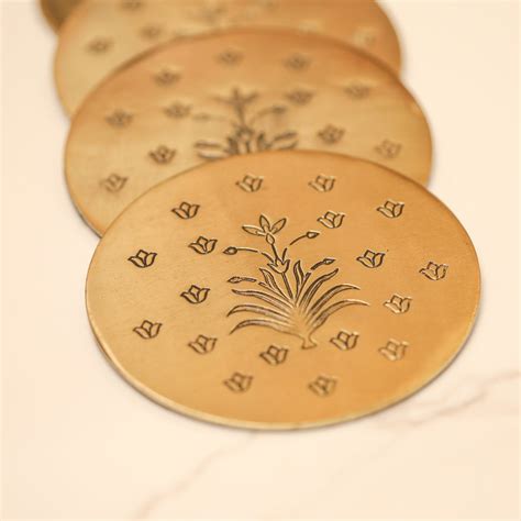 Lily Coaster Set | Nature-Inspired Brass Coasters | Pastiche by AK