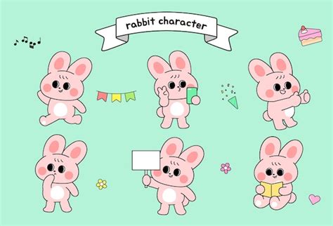 Illustration of a cute rabbit character | Premium Vector