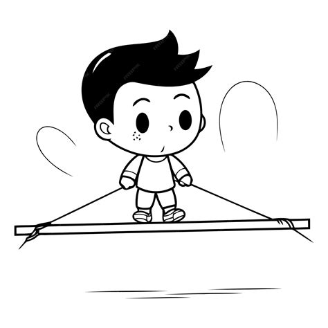 Menino bonito brincando em balanço desenho animado ilustração vetorial ...