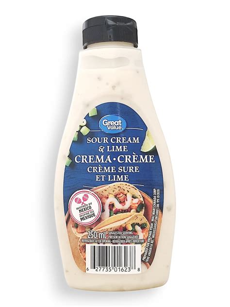 Great Value Sour Cream & Lime Crema Sauce, 250g/8.8 oz.