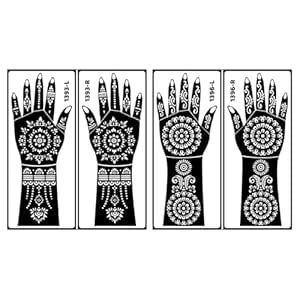 ORDERSHOCK Beautiful Flower Pattern Backhand Mehndi Stencil Sticker for ...