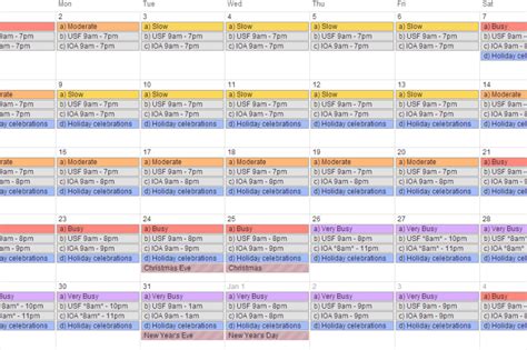Crowd Calendar For Universal Orlando - Printable Calendars AT A GLANCE