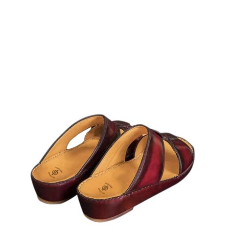 Luxury Handmade Leather Arabic Burgundy Sandal